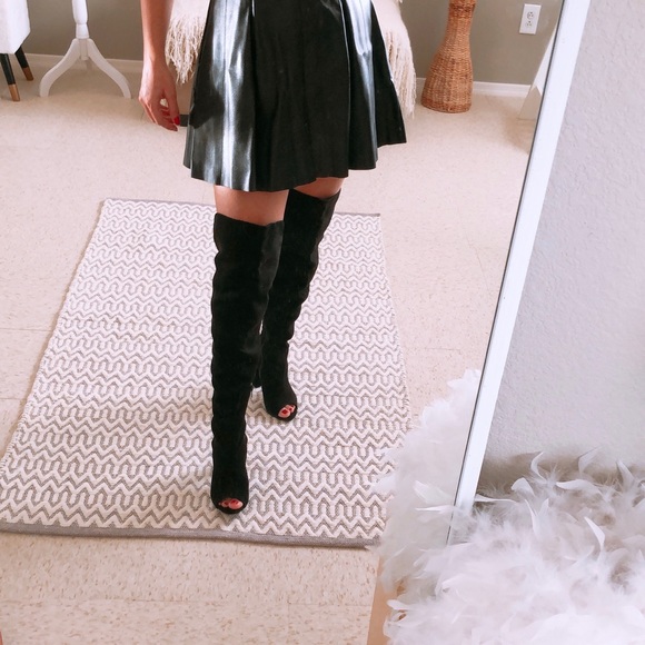 Bamboo Over The Knee Boot Open Toe Boot Size 6.5 - Picture 2 of 7